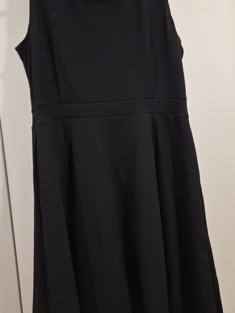 Sleeveless Black Midi Fit-and-Flare Dress